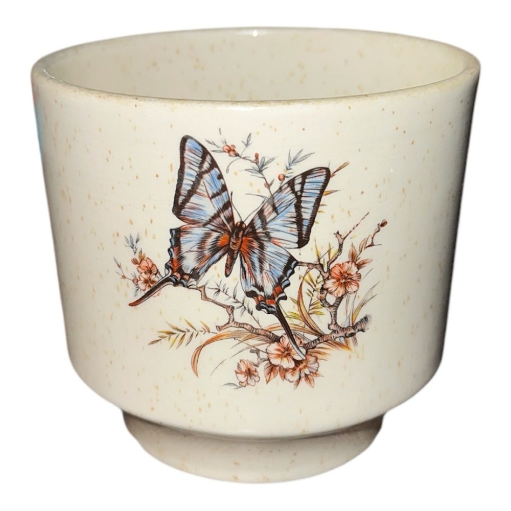 Vintage Treasure Craft Butterfly Design ceramic Cream Art Pot